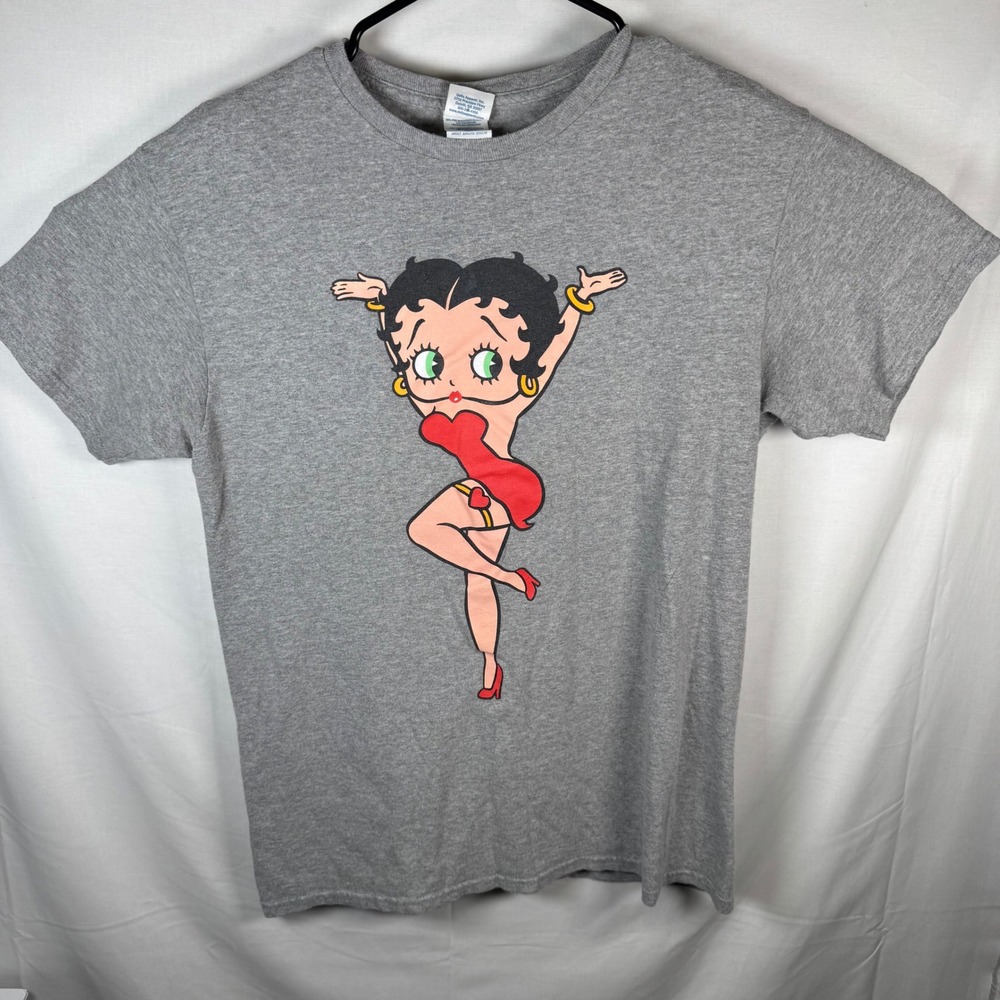 Betty Boop T-Shirt Delta Pro Weight Adult Medium Gray Graphic Short Sleeve Tee